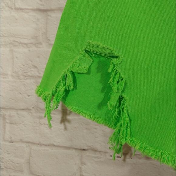 F Urban Outfitters BDG Bright Neon Green Shorts Distressed A-Line Denim NWT 27 - Picture 3 of 8